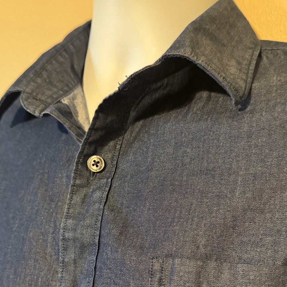 Claiborne Men's Casual Button Down Shirt - Dark Blue - Picture 4 of 10